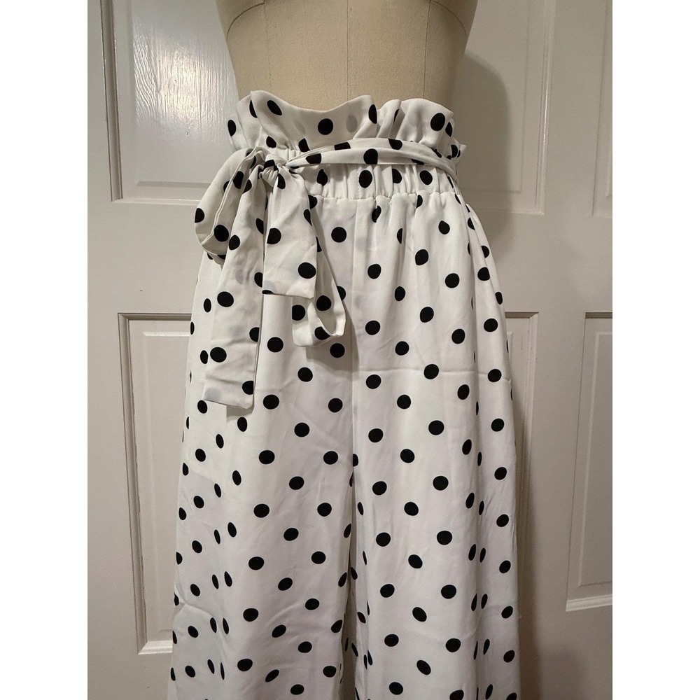 Anthropologie English Factory High Waisted Polka Dot Trousers Pants, Med - Picture 10 of 10